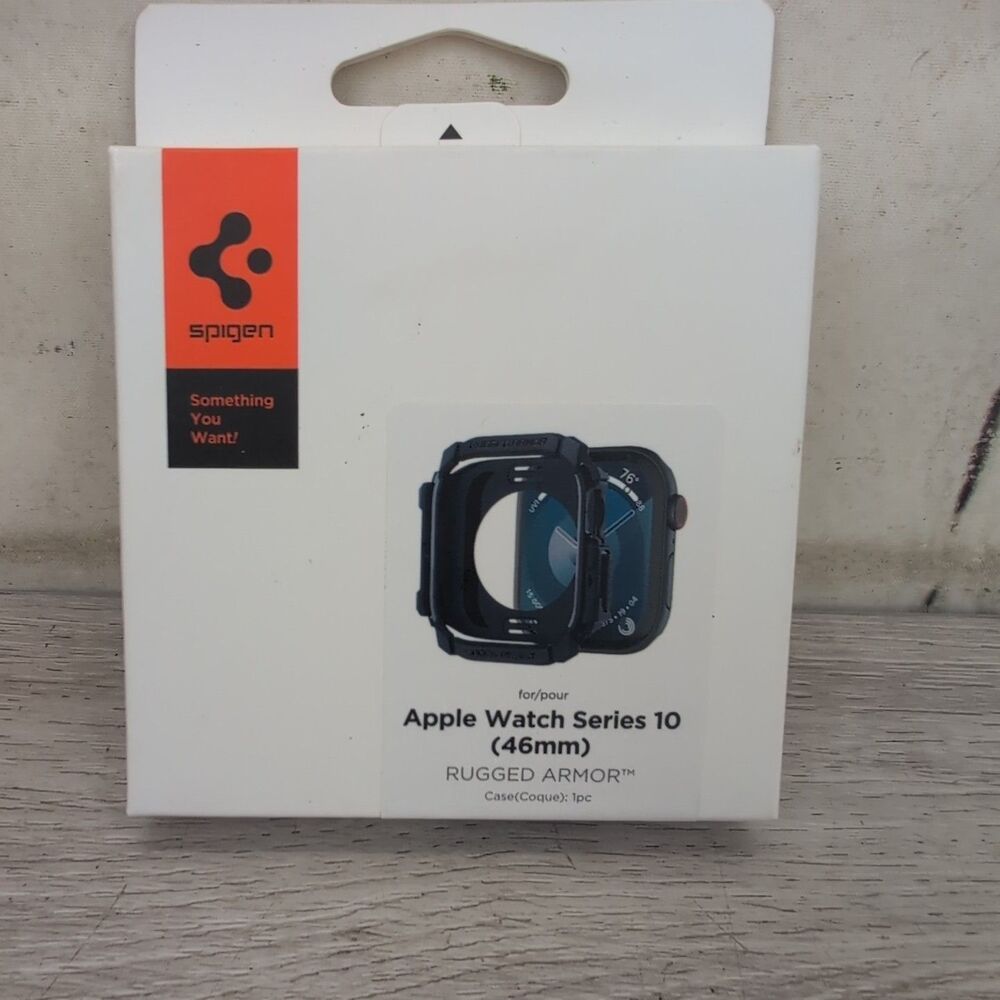 Spigen For Apple Watch Series 10 (46mm) Rugged Armor Case Only Navy Blue New